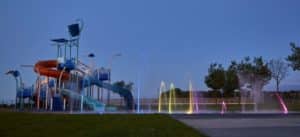 Camping Bañares. Instalación de parques de agua en campings